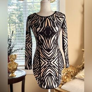 Stylish Black and Cream Patterned Dress